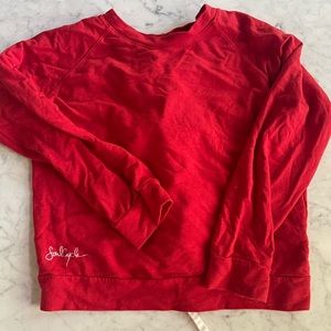 SoulCycle x Monrow red sweater. Ties in back. Size large.